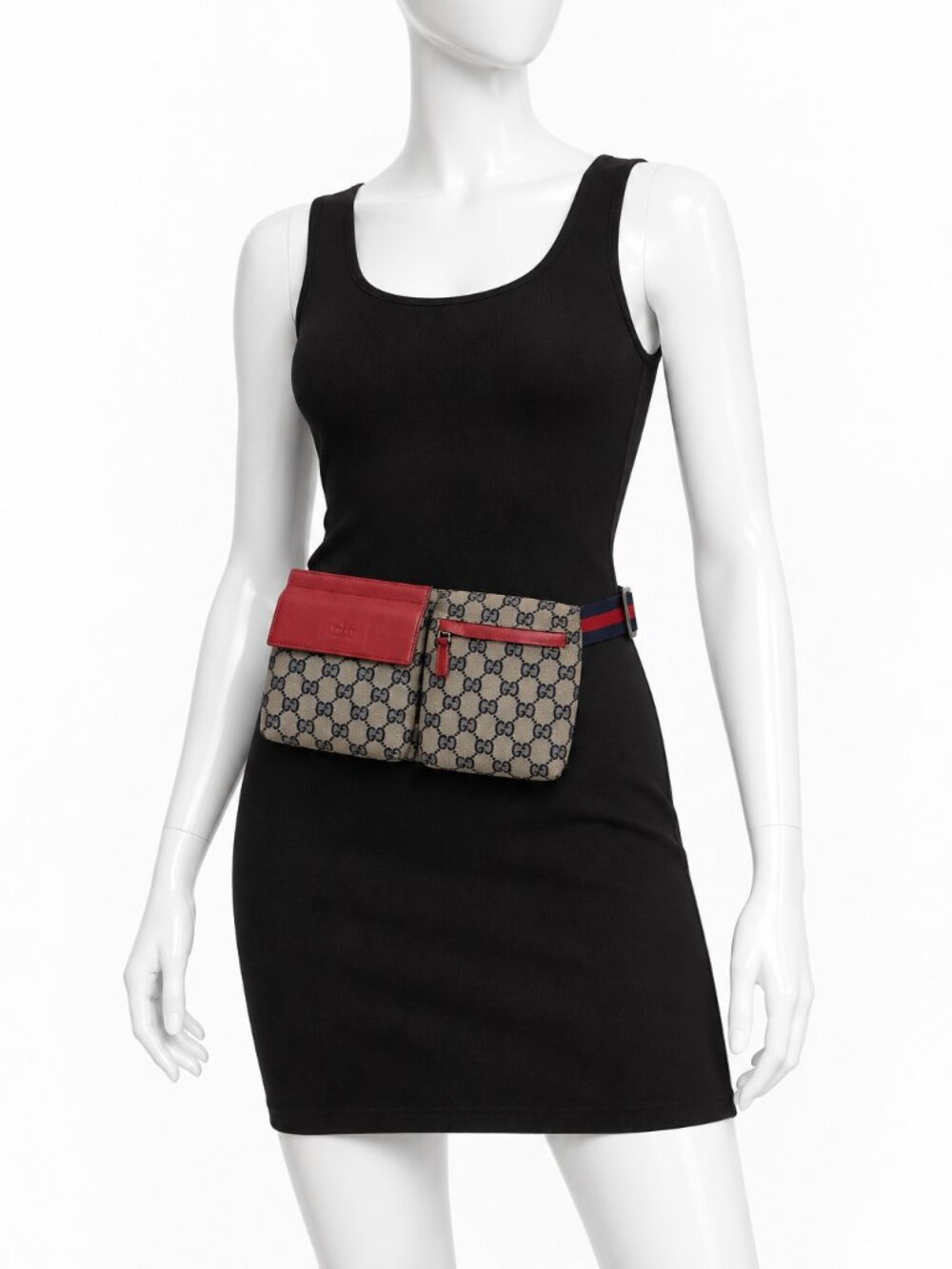 GUCCI GG Canvas Leather Body Waist Bag